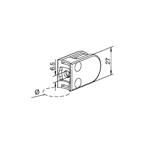 GLASS CLAMP BRASS COATING PIPE MOUNTING 27X40 MM