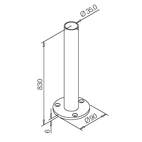 Mounting post with plate art.6 for tube 38 mm