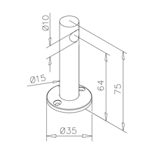 Tussensteun 10mmø RVS coating