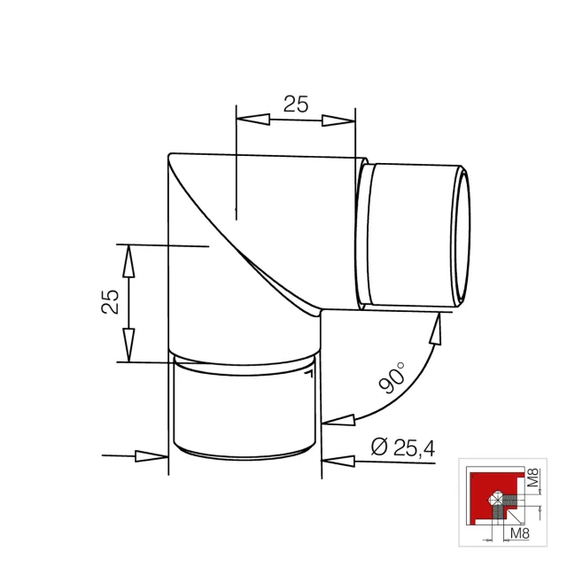 CONNECTOR B - Chrome coating 25mm, 38mm, 40mm and 50.8mm