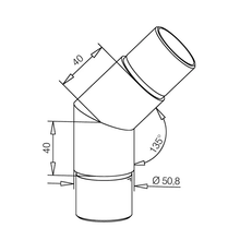 CONNECTOR C - Solid brass 135º 16mm, 25mm, 40mm and 50.8mm
