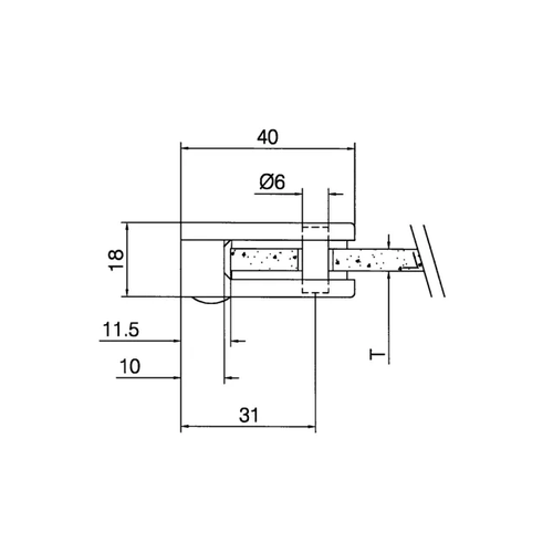 Glass clamp Brushed brass coating, Wall mounting 27X40mm
