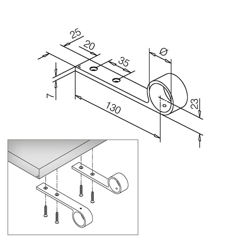 Bar top support Brass coating art.8 - 38mm