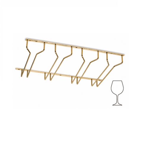 Glass holder set 4 rows brass 300mml, Glass with wide base