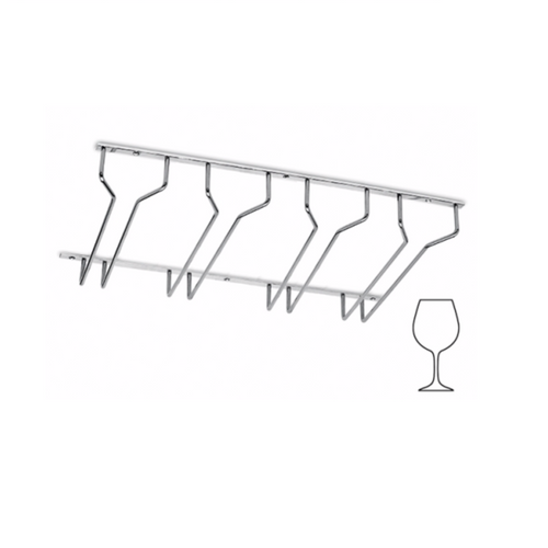 Glashalter-Set 4 Reihen Chrom 300 mm, Glas mit breiter Basis