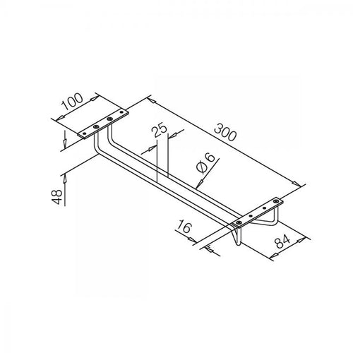 Glashalter Edelstahl, 300MML