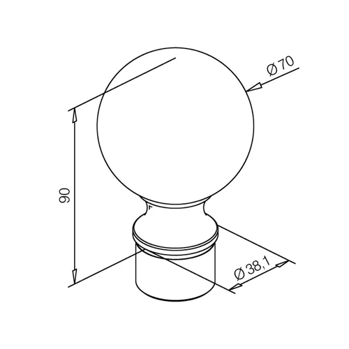 Stainless steel art.16A knob fits in tube 25mm, 38mm