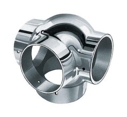 VERBINDUNGSSTÜCK D - T-STÜCK FÜR 4 ROHRE Chrom 25mm