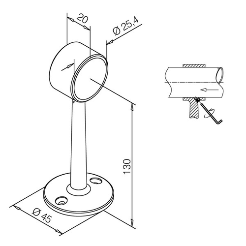 Leuninghouder Messing coating hoog model art.12 - 25mm