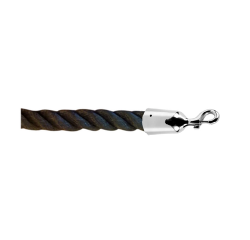 Black barrier rope with chrome rope holders