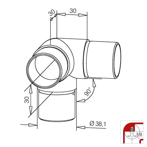VERBINDUNGSSTÜCK D – Anthrazitbeschichtung 25 mm und 38 mm