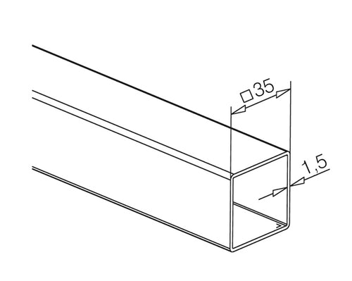 Square Tube 35x35 mm Stainless Steel, 15 to 150cm Sawn
