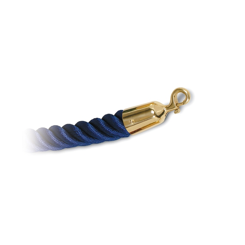 Barrier rope navy blue with brass rope holders