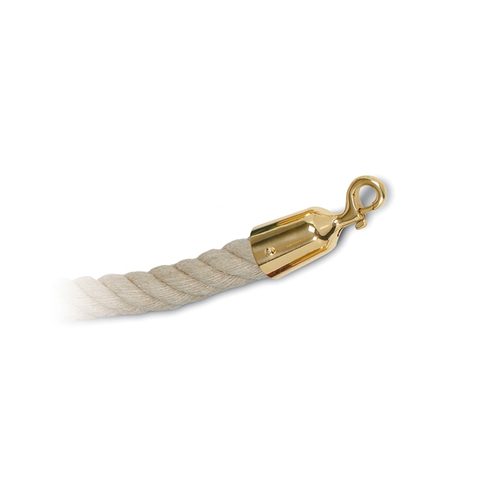 Barrier rope natural with brass rope holders