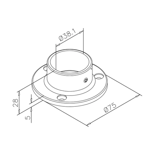 Buissteun / buisrozet Zwart coating 25mm of 38mm