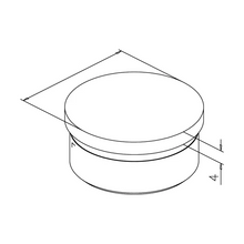 Tube cap flat stainless steel coating 25mm, 38mm, 40mm and 50.8mm