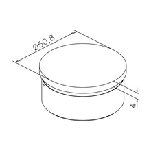 Tube cap flat stainless steel coating 25mm, 38mm, 40mm and 50.8mm