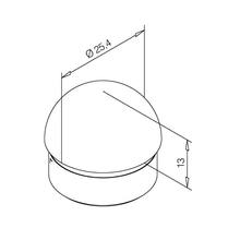 Buisdop halfrond Messing massief 16mm, 25mm, 40mm en 50.8mm