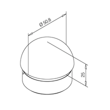 Buisdop halfrond Messing massief 16mm, 25mm, 40mm en 50.8mm