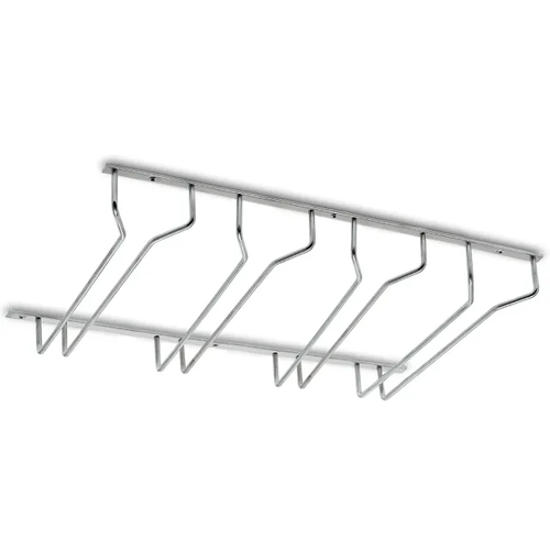Glashalter-Set 4 Reihen Edelstahl 350 mm, Glas mit breiter Basis