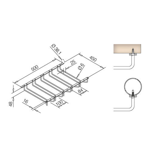 Glazenhouder set 5 rijen, Zwart coating 450mml