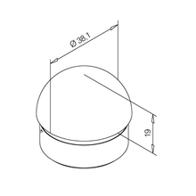 Buisdop halfrond Messing coating  25mm, 38mm en 50.8mm