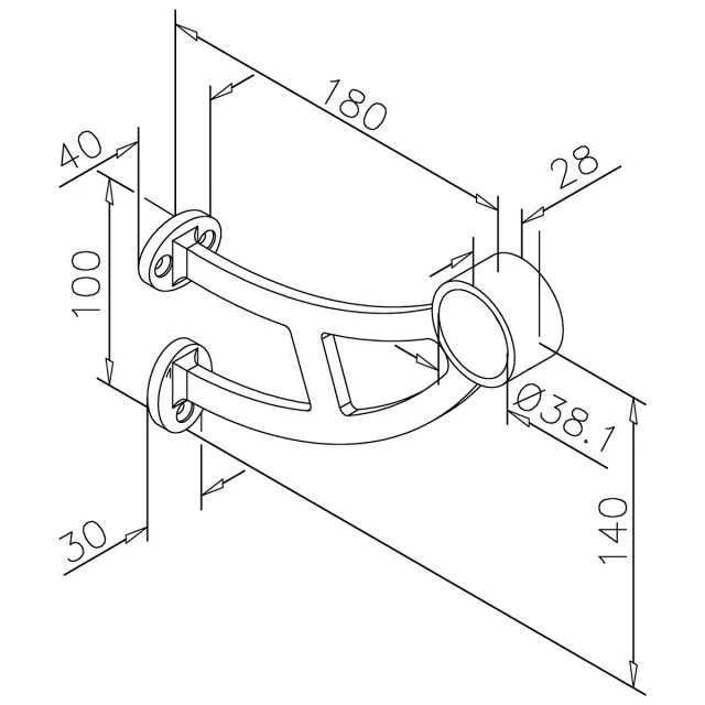 Armrest/footrest stainless steel art.7A - 38mm. 40mm or 50.8mm