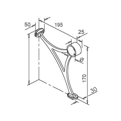 Footrest stainless steel, art.7B - 38mm, 40mm or 50.8mm