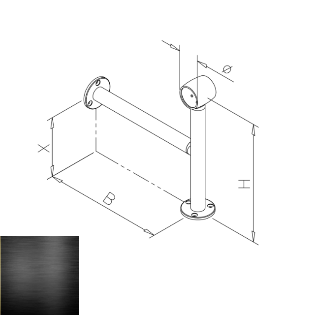 Corner support/footrest Brass coating art.14C (CAN BE SHORTENED) 38mm