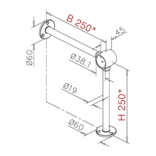 Corner support/footrest Brushed brass coating art.14C (CAN BE SHORTENED) 38mm