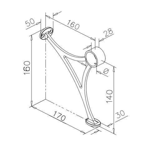 Voetsteun Messing massief art.7B - 40mm of 50.8mm