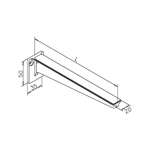 Antraciet glasplaatdrager voor wand art.9C - 20cm